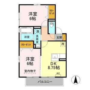 HUITB(2DK/2階)の間取り写真