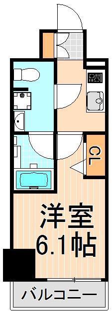 メインステージ千住中居町(1K/2階)の間取り写真