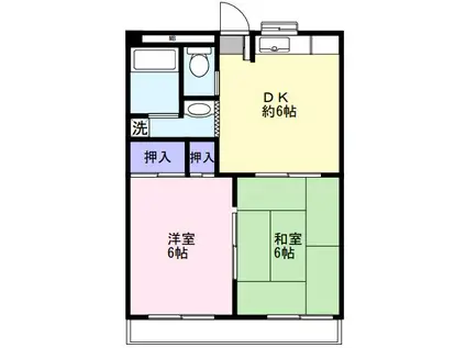 いかるがハイツ(2DK/1階)の間取り写真