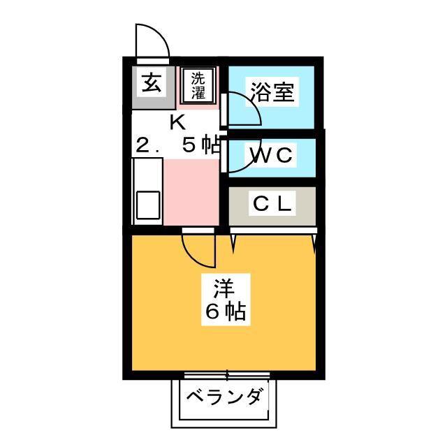 ヒルテラス湘南A(1K/2階)の間取り写真