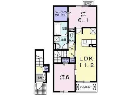 ドゥウェル メヌエット I(2LDK/2階)の間取り写真