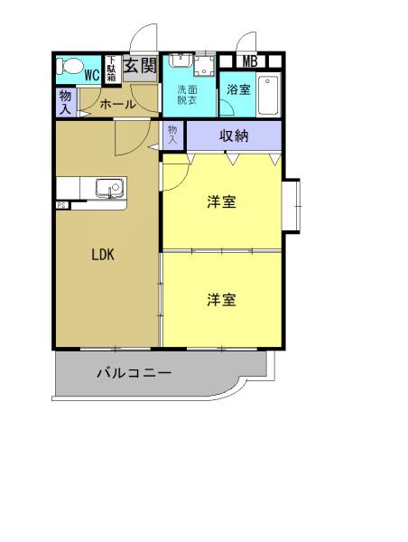 クレールコートII(2LDK/2階)の間取り写真