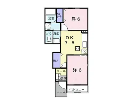 ボヌール落合(2DK/1階)の間取り写真
