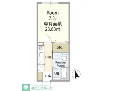 クレスト東村山(1K/1階)の間取り写真