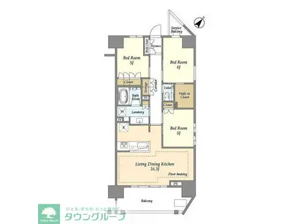 横須賀中央レジデンス(3LDK/12階)の間取り写真