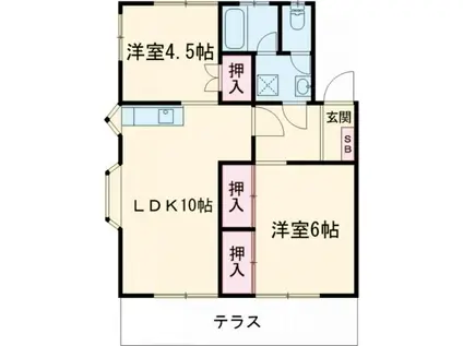 ドリームハウスI(2LDK/1階)の間取り写真
