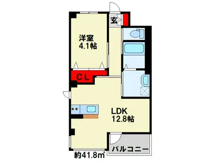 UNIVALY 芙蓉王(1LDK/2階)の間取り写真