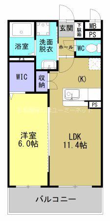 ラフィーネさつま(1LDK/1階)の間取り写真