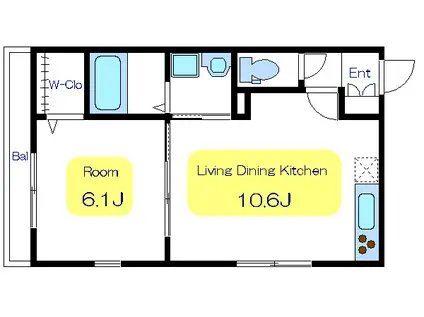 K.S HIGHBRIDGE(1LDK/3階)の間取り写真