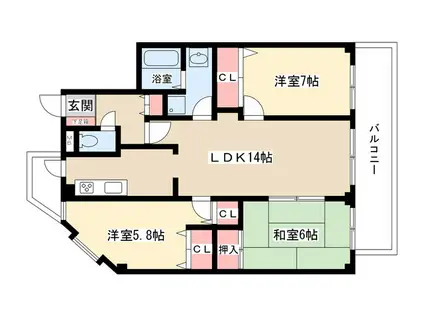 グランドハイリス本山(3LDK/1階)の間取り写真