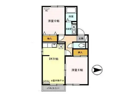 コンジェ(2DK/1階)の間取り写真