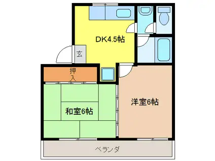 エル・ブランシュ(2DK/1階)の間取り写真