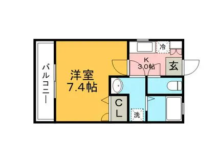 クレフラスト久留米大(1K/1階)の間取り写真