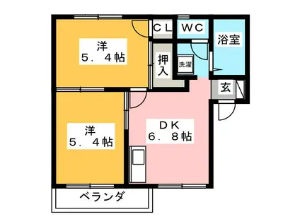 コーポサンライズ A棟(2DK/1階)の間取り写真