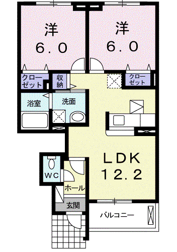 ベルデ ブリッサI(2LDK/1階)の間取り写真