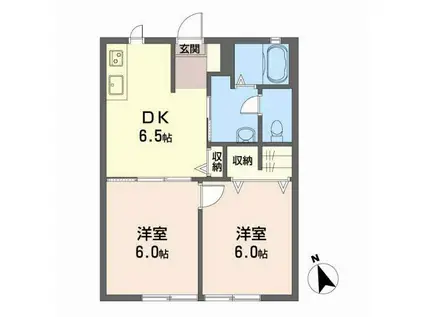 ディアス明石(2DK/1階)の間取り写真