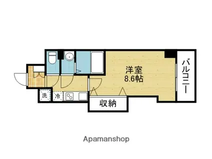 LUXE玉造II(1K/11階)の間取り写真