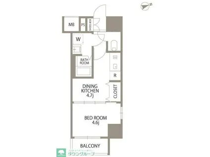 エスティメゾン門前仲町(1DK/11階)の間取り写真