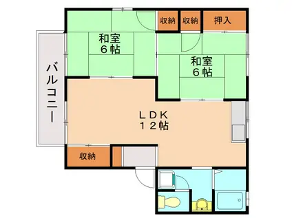 セジュール香椎C棟(2LDK/2階)の間取り写真