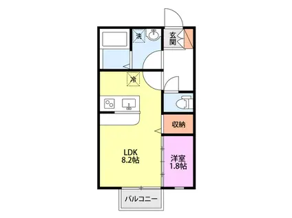 ドミールB(ワンルーム/1階)の間取り写真