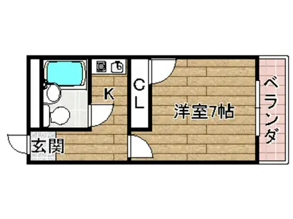 サンウエスト西真上(1K/2階)の間取り写真