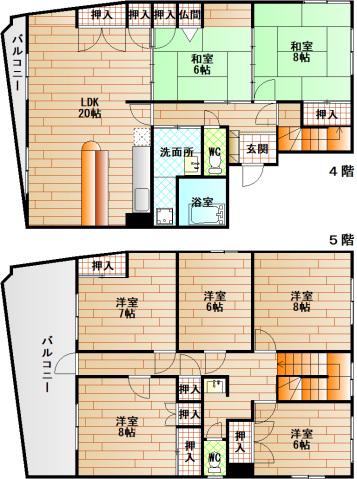 第2金口ビル(7LDK/4階)の間取り写真