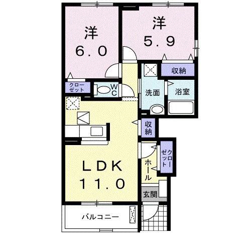 ファンティスIII(2LDK/1階)の間取り写真