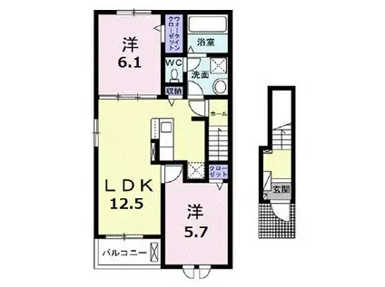 サンヒルズY(2LDK/2階)の間取り写真