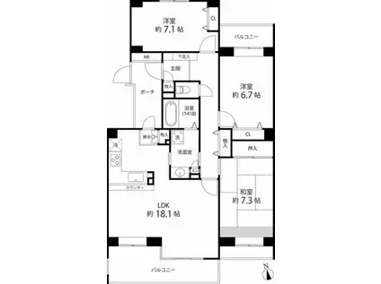 T′S GARDEN 西寺尾 C棟(3LDK/4階)の間取り写真