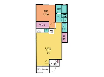 グラシアカーサ(1LDK/1階)の間取り写真