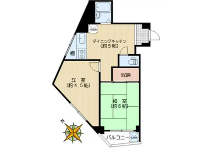 アサヒレジデンス(2DK/4階)の間取り写真