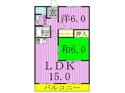 エクセレント富士見台(2LDK/3階)の間取り写真
