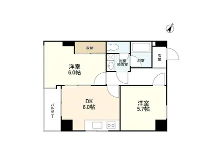 シルバーパレス白金台(2DK/1階)の間取り写真