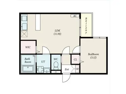 FIKA庄内緑地公園(1LDK/2階)の間取り写真