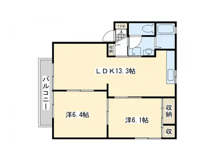 パストラル則松 A棟(2LDK/2階)の間取り写真