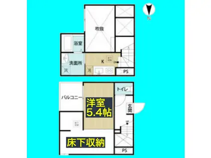 CLASSE上流(ワンルーム/1階)の間取り写真