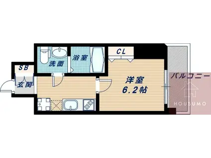 ラグゼ東三国II(1K/6階)の間取り写真