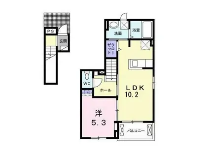 ノ-スカントリ-B(1LDK/2階)の間取り写真