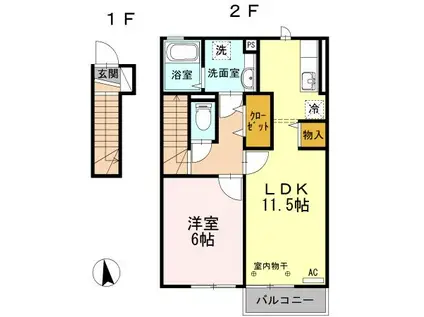 セントフォーレ(1LDK/2階)の間取り写真
