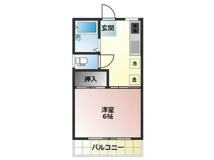 サンハイツ大里(1K/2階)の間取り写真