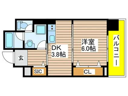 さくらHILLS ROKUBAN PLATINUM(1DK/5階)の間取り写真