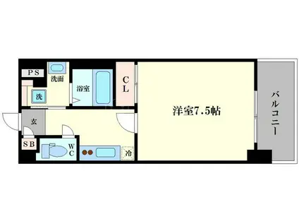 アスヴェル阿波座ブルーアース(1K/7階)の間取り写真