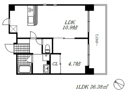 オトワ神戸元町(1LDK/6階)の間取り写真