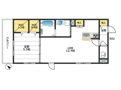 リヴィエール浮間舟渡(1LDK/5階)の間取り写真