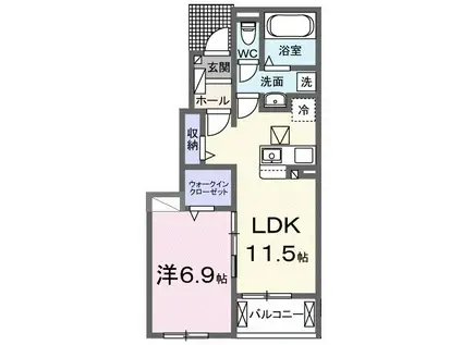 レガーミ・F(1LDK/1階)の間取り写真