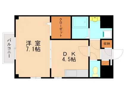 ドミール香椎(1DK/2階)の間取り写真