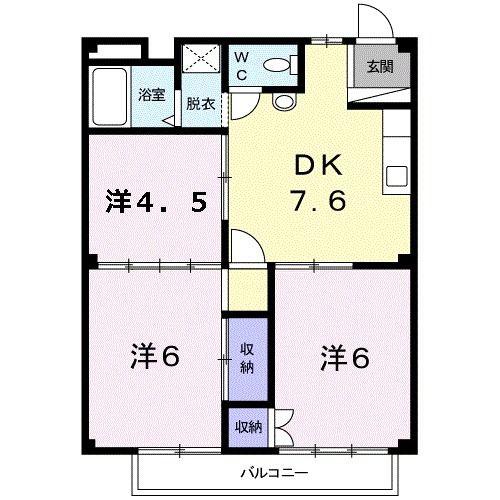 シティハイツ井上(3DK/2階)の間取り写真