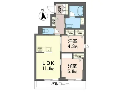 東武東上線 下板橋駅 徒歩4分 3階建 新築(2LDK/2階)の間取り写真