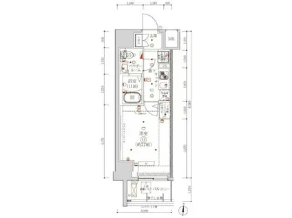 MOBIUS森下(1K/2階)の間取り写真