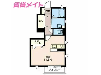 プレミアス(ワンルーム/1階)の間取り写真